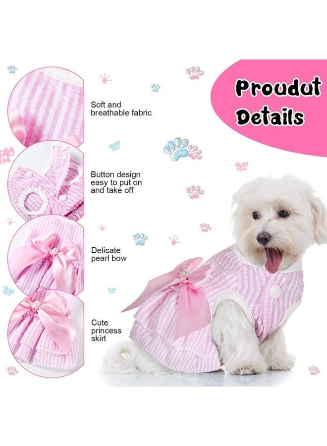 ChicAbode 4 Pieces Dog Dresses, for Small Medium Dogs Puppy Clothes, Summer Princess Pet Dresses, Girl Female Doggie Tutu Skirt Apparel, for Chihuahua Yorkies Pup Cat Outfit(X-Small) - Image 3